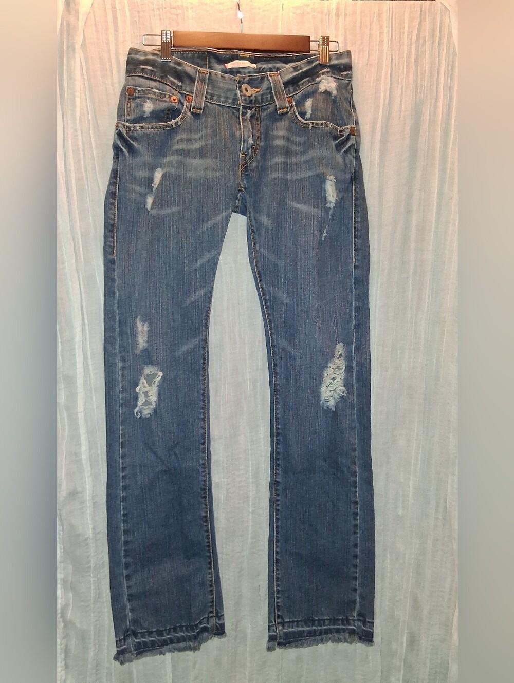 Levi's Medium Blue Denim Jeans with Contrast Gold Stitching